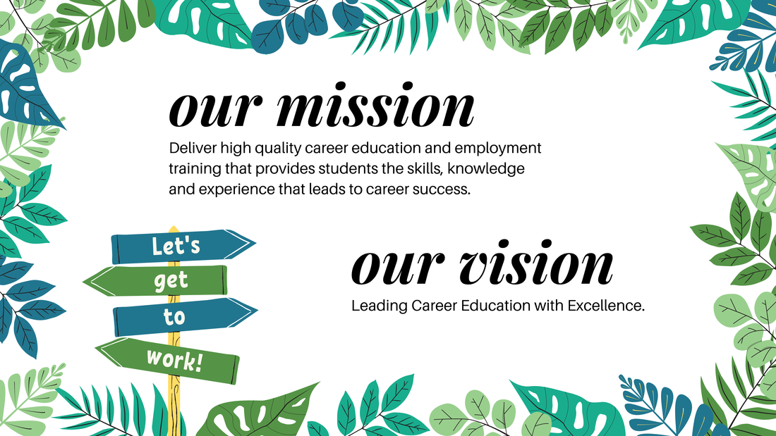 Image - Our Mission: Deliver high quality career education and employment training that provides students the skills, knowledge and experience that leads to career success. Our Vision: Leading Career Education with Excellence.